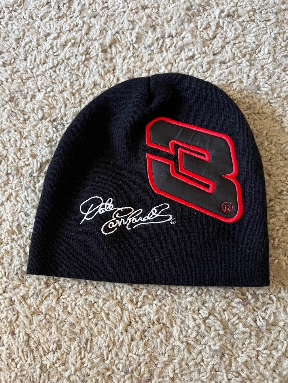 Dale Earnhardt Black Knit Beanie Hat with Number 3 Patch